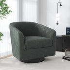 Swivel Barrel Accent Chair, Modern Round Chenille Fabric Arm Chair for Living Room, Bedroom, Comfy Club Reading Chairs for Adults（Chenille Fabric, Grey, Set of 1