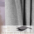 Full Blackout Privacy Curtains, 240 Inch Extra Wide Linen Blend Drapes, Pinch Pleat Window Drapery for Room Divider Storage/Space Room Separation, 1 Panel, W 240" x L 96", Light Grey