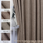 120" Wx108 L Linen Room Divider Drapes for Doorway/Glass Window/Sliding Door/Patio, Extra Wide Pinch Pleated Full Blackout Curtains for Girls Boys Teen Kids Room, 1 Panel, Light Brown