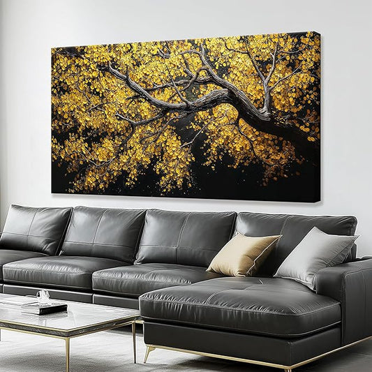 Canvas Wall Art Decor Painting Gold Tree Plants Abstract Wall Decor Botanical Modern Wall Art Print Paintings Decorations Artwork Pictures For Bedroom Living Room Home Office Artwork 20"×40"