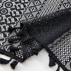 Sutuo Home Black Boho Valance Curtains Crochet Lace Sheer Bohemian Hollow Knitted with Tassels, Privacy Vintage Mid Century Farmhouse Tier for Kitchen, Rod Pocket 1 Panel,59" W x 36" L