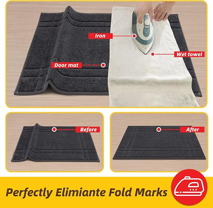 JSEI Entryway Rugs Doormat 24"x36", Non-Slip Dirt Trapper Door Mats Indoor, Washable Absorbent and Stain Resist Welcome Floor Mat for Front Door, Dog Door Mat, Muddy Wet Shoes & Paws, Dark Grey