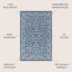 JONATHAN Y Vintage Filigree Indoor Outdoor Area Rug 6X9 Navy/Gray, Charleston Textured Weave for Backyard, Patio, Porch, Easy-Cleaning, High Traffic, Pet-Friendly, Non-Shedding (SMB106D-6)