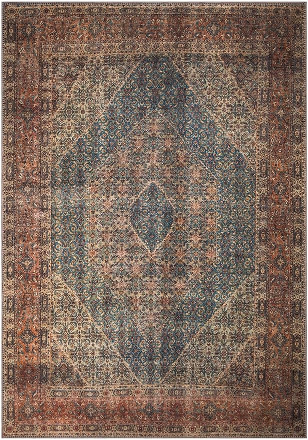 Keen Home Design 4x6 Rug - Machine Washable Area Rug with Non-Slip Backing, Ideal for Living Room, Dining Room, Bedroom - Vintage, Easy Clean, Durable, Low Pile Rug - (4' x 6')