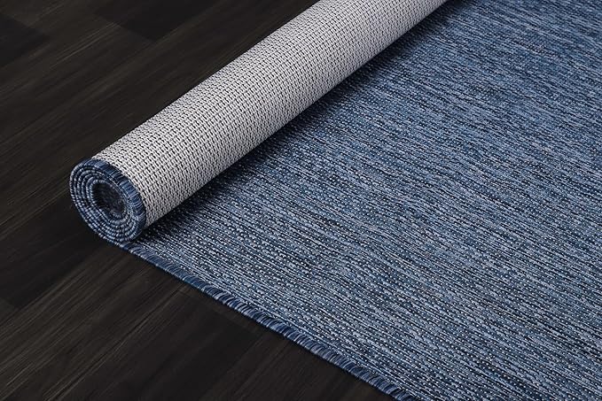 CAMILSON Outdoor Rug 9x12 Modern Area Rugs for Large Indoor and Outdoor Patios and Porches - Waterproof, Washable, Non-Shedding, Easy-to-Clean Outside Carpet (9 x 12, Solid - Navy Blue)