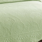 MarCielo 3-Piece 100% Cotton Oversized Bedspread Lightweight Quilt Coverlet Embroidery Farmhouse Bedding Set (TX Pale Green, Oversized Queen (100"x106"))
