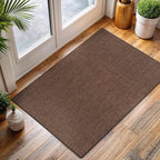 CAMILSON Easy Jute Rug 2x3, Indoor Outdoor Brown Color Fiber Area Rugs for Living Room and Kitchen Rug, Solid Boho Woven Design, Easy-Cleaning, Washable Outside Carpet Alfombras (2 x 3)