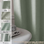 150 Inches Extra Wide Room Divider Draperies, Pinch Pleat Drapes, Absolutely Blackout Sliding Door Drapery, Total Privacy Ceiling Track Curtains, 150" W by 102" L, Fog Green (1 Panel)