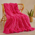 XeGe Luxury Faux Fur Blanket, Hot Pink Soft Big Fluffy Throw, Shaggy Plush Decorative Couch Throw, Cute Furry Fuzzy Bed Blanket for Bedroom Living Room, Hot Pink, 60x90