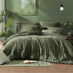 Monbix Full Size Comforter Set, Olive Green Bedding Comforter for Full Size Bed Set Reversible, Bedding Sets Full 7 Pieces, Cationic Dyeing Bed in a Bag with Comforter, Sheets, Pillowcases & Shams