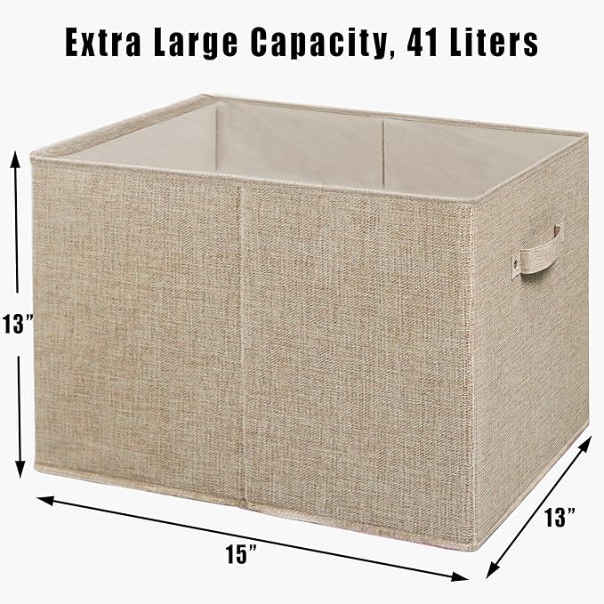 SIMPLE HOUSEWARE Collapsible Fabric Storage Bin 15x13 Inch - 2 Pack Beige