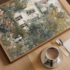 Floating Framed Canvas Vintage Wall Art, Neutral English Cottage Rose Garden Oil Paintings Print, Spring Pictures Wall Decor for Living Room Hallway Bedroom Office Rustic Decor 16x24 inch