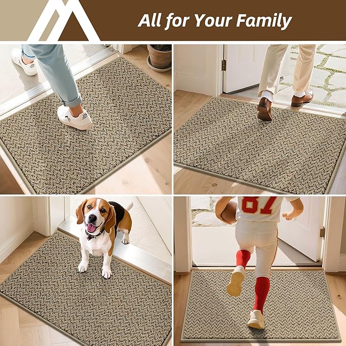 COSY HOMEER-Door-Mat 36"x60" Non Slip Absorbent Entryway Rugs Dirt Trapper Doormats Washable Entrance Mats Low Pile Welcome Floor Mat for Front Back Door and Entry Mats,Taupe