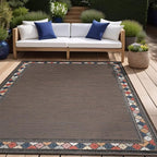 Beverly Rug Outdoor Rug 5x7 Modern Bordered Area Rugs for Indoor and Outdoor Patio Easy to Clean Non Shedding Living Room Porch Garden Washable Outside Carpet (5 x 7 Brown)