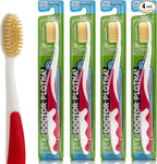 MOUTHWATCHERS Soft Flossing Toothbrushes, Value Pack of 4, Red, Manual Toothbrush for Adults, Ultra Clean, Good for Sensitive Teeth and Gums, by Dr. Plotka's