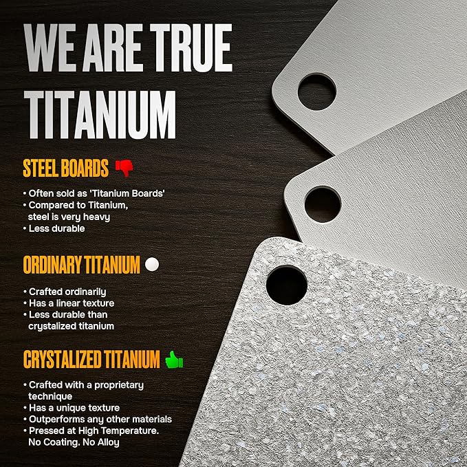 Titanium Cutting Board – Pure Titanium Chopping Board for Kitchen – Non-Toxic, Microplastic-Free, Double-Sided, Dishwasher Safe, Durable Metal Cutting Board
