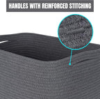 MINTWOOD Design 3-Pack Decorative Woven Storage Baskets for Shelves, Cube Bin Box for Organizing Books, Shoes, Dog Toys, Pantry Closet and Living Room Organizer, Charcoal Gray