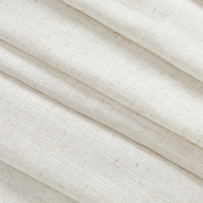 MYSKY HOME Linen Curtains for Living Room, Natural Semi Sheer Curtains & Drapes 84 inches Length 2 Panels Set Farmhouse Country Boho Style Back Tab Draperies for Sliding Glass Door, 50" Wide, Linen