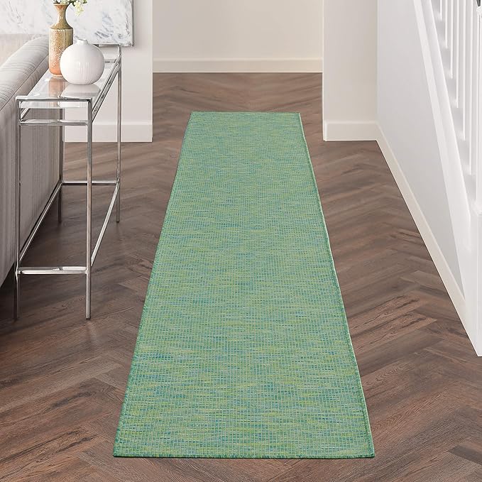 Nourison Home Positano 10' Runner Blue Green Fabric Modern Area Rug (10' Runner)
