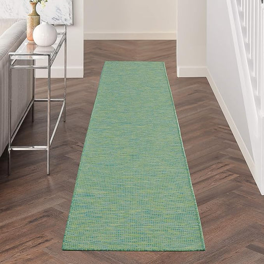 Nourison Home Positano 10' Runner Blue Green Fabric Modern Area Rug (10' Runner)
