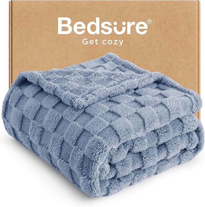 Bedsure GentleSoft Ashley Blue Twin XL Blanket for Bed - Super Soft Cozy Fleece Blankets for Women, Cute Throws for Girls, Dorm Room Essentials for Girls Teens Back to School, 66x90 Inches