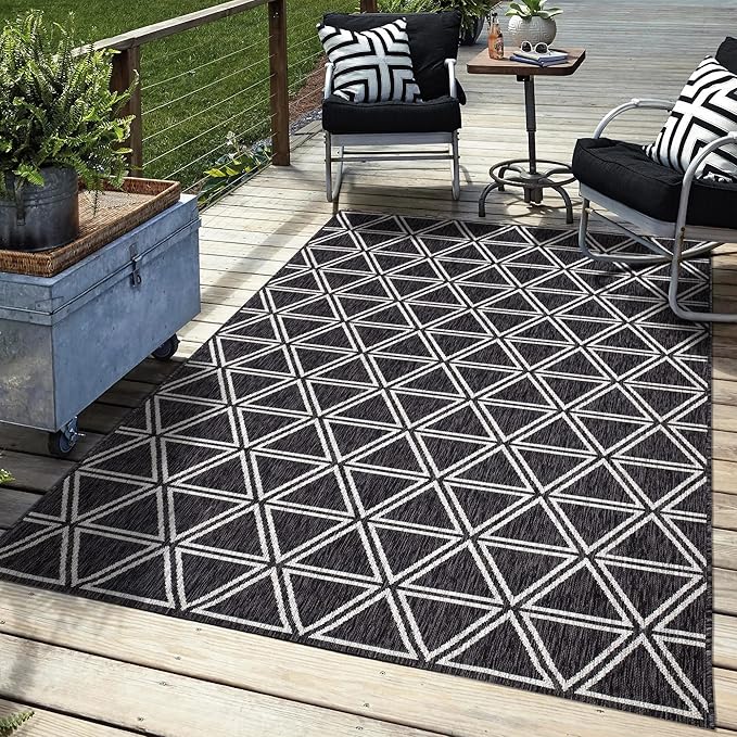 Keen Home Design Outdoor Rug - 8x10 Washable Indoor/Outdoor Rug for Patio, Balcony, Kitchen, Garden, Beach, Deck and Porch. Size: 7'9" x 10'2"