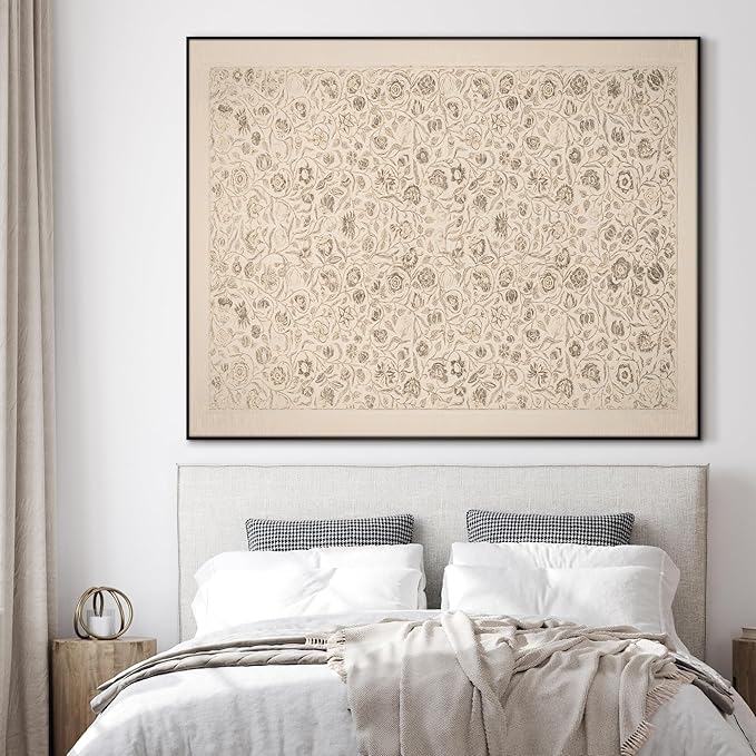 SIGNWIN 36"x46" Extra Large Framed Wall Art Vintage Botanical Sketch with Detailed Floral Pattern, Classic Nature Illustration for Home Living Room Bedroom Decor (Frame Assembly Required)