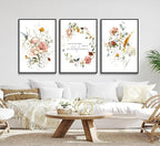 3Pcs Pink Flowers Canvas Wall Art In A Field Of Roses She Is A Wildflower Painting Picture Decor Watercolor Wreath Poster Print Artwork for Nursery living room Girls Room Home Decoration Unframed