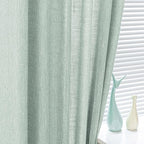 MYSKY HOME Semi Sheer Curtains for Bedroom, Kitchen Curtain Panels Cotton Polyester Blend Fabric Linen Look Texture Light Filtering Privacy Drapes, Farmhouse Home Decor, 50" x 63", Aqua, 2 Pieces