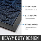 Yimobra Welcome Door Mat Outdoor Indoor, Non Slip Front Doormats, Heavy Duty Rubber Backing, Low-Profile Entrance Mat, Absorbent Resist Dirt, Easy Clean Patio Garage Floor Mats, 29.5 x 17, Blue