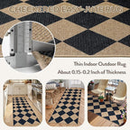 Lahome Checkered Easy Jute Runner, 2x6 Kitchen Runner Rug Non Slip Washable Outdoor Rug for Entryway Indoor, Checkerboard Black Indoor Outdoor Carpet for Hallway 6ft Entry Front Door