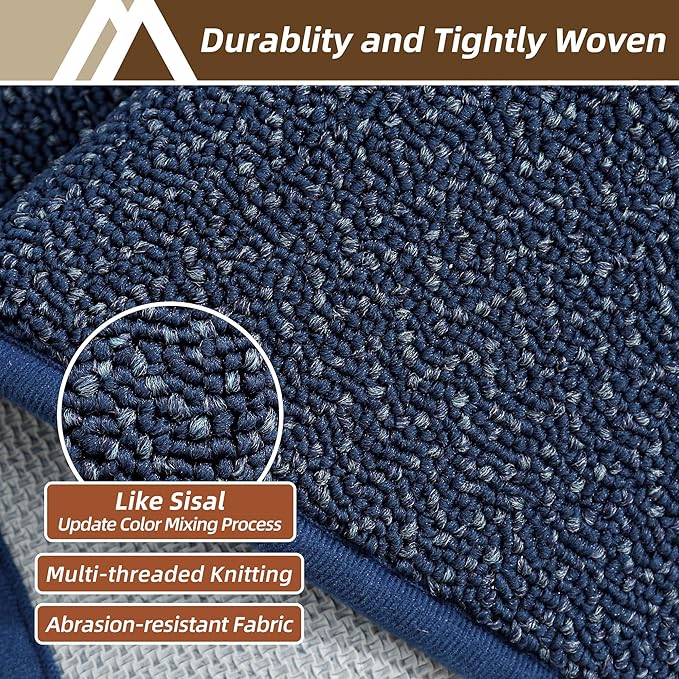 COSY HOMEER-Door-Mat 20" x 32" Non Slip Absorbent Entryway Rugs Dirt Trapper Doormats Washable Entrance Mats Low Pile Welcome Floor Mat for Front Back Door and Entry Mats,Navy Blue