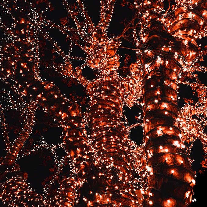 DAZZLE BRIGHT Halloween 300 LED String Lights, 100FT Connectable String Lights with 8 Lighting Modes, Halloween Decorations for Party Carnival Supplies, Indoor Outdoor Yard Garden Decor (Orange)