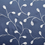 MIUCO Floral Embroidered Semi-Sheer Curtains Faux Linen Grommet Window Panels for Doors 52 x 95 Inch 2 Panels, Navy Blue