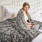 GONAAP Fuzzy Faux Fur Throw Blanket Frosty Black Super Soft Cozy Plush Fuzzy Shaggy Blanket for Couch Sofa Bed (Frosty Black, Throw(50"x60"))