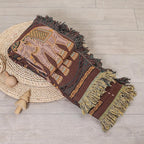 Boho Throw Blanket for Bed with Tassels,100% Cotton Ultra Soft and Cozy Large Blanket Elephant Printed Farmhouse Decor Bed Blankets,60"×80" All Season Rustic Throw for Sofa Couch Chair-Brown
