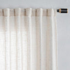 MYSKY HOME Linen Curtains for Living Room, Natural Semi Sheer Curtains & Drapes 84 inches Length 1 Panel Set Farmhouse Country Boho Style Back Tab Draperies for Sliding Glass Door, 100" Wide, Linen