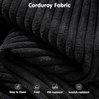ovios 104" Cloud Sectional Couch with L-Shape Chaise,Modern Modular Sofa with Deep Seat, Upholstered Couches for Living Room Bedroom,No Assembly Required, Black (Corduroy Fabric)