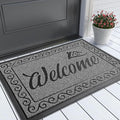 Yimobra Welcome Mat Outdoor Indoor, Waterproof Heavy Duty Front Door Mat Outside Entrance, Extra Sturdy Non-Slip Doormat, Low Profile, Dirt Trapping, 36x24 Inches, Black Gray