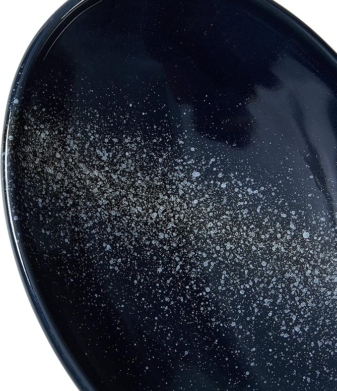 Oval Ceramic Decorative Bowl, Key Dish for Entryway Table, Small Home Decor Accent, Trinket Tray for Office Home Decor Gift (10'' Starrysky Blue with Glaze Layer)