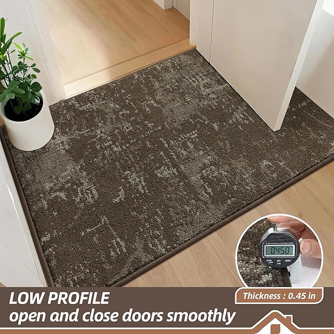 BEQHAUSE Dirt Trapper Door Mat 20"x32" Non-Slip Door Mats Washable Entryway Rugs Stain Resistant Doormat Absorbent Welcome Floor Mat for Front Back Door, Muddy Wet Shoes & Paws,Brown