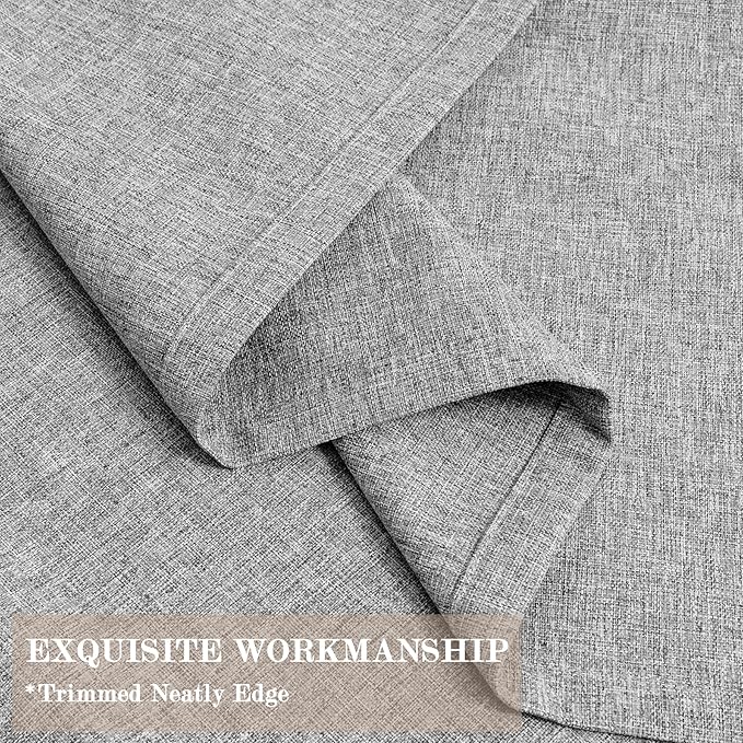 Light Grey Pinch Pleat 100% Blackout Drapes Linen Blend, Room Divider, Room Darkening, Energy Saving, Furniture Protecting, Light Blocking Extra Wide Privacy Curtains, 200Wx102L, 1 PC