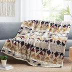CASAAGUSTO Boho Sherpa Blanket,Teal Aztec Twin Blanket, Ultra Soft, Warm, Cozy, Plush, Thick Fleece Western Blanket for Couch, Bed, Sofa (Khaki 60 * 80 Inch)