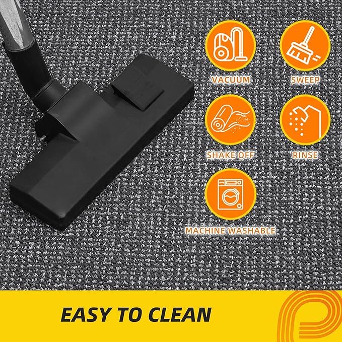 JSEI Dirt Trapper Door Mat 32"x48" Non-Slip Washable Entrance Mat, Dog Doormats, Absorbent & Fade-Resistant Floor Mats, Low Profile Welcome Mats for Entryway, Front Door, and Inside Entrance,Dark Grey