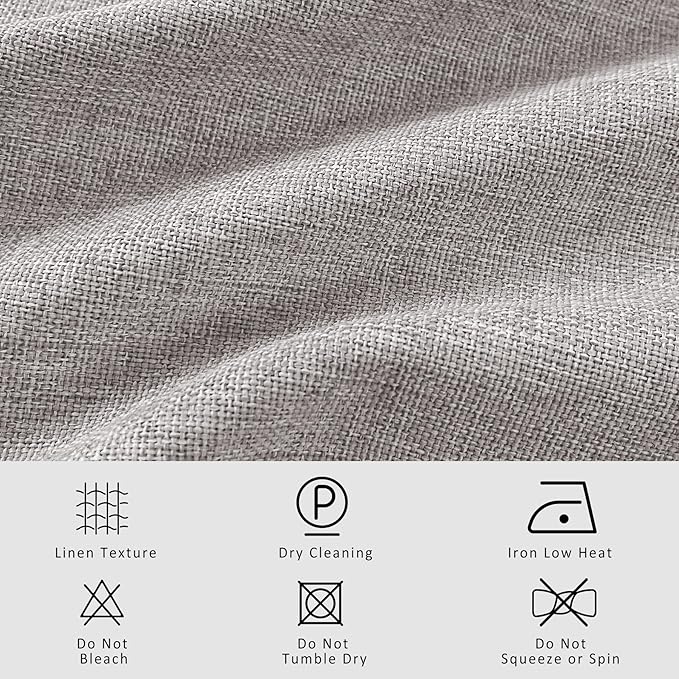 Macochico Pinch Pleated Full Blackout Curtains for Bedroom Living Room Browish Grey Linen Curtains Thermal Insulated and Noise Reducing Window Panels with Tieback Shabby Chic Decor 84”Wx84”L 1 Panel