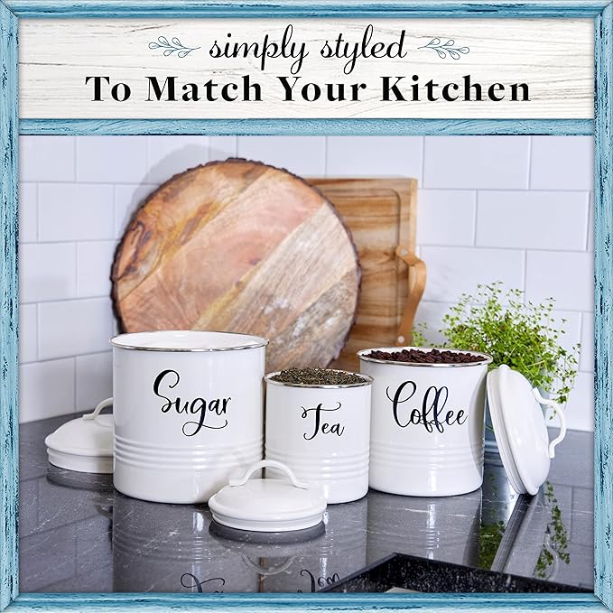 Home Acre Designs Food Storage Containers Set with Lids, Farmhouse Home Kitchen Decor Rustic Vintage Canisters