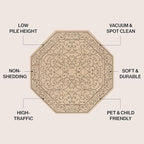 JONATHAN Y Vintage Filigree Indoor Outdoor Octagon Area Rug 8 Ft Beige/Brown, Charleston Textured Weave for Backyard, Patio, Porch, Easy-Cleaning, High Traffic, Pet-Friendly Non-Shedding SMB106A-8TGN