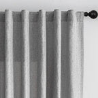 MYSKY HOME 95 Inch Sliding Door Curtains Farmhouse Light Filtering Privacy Curtain Drapes for Patio Door Living Room, Linen Look Texture Fabric Soft Bohemian Draperies, 50x95, Dove Grey, 2 Panels