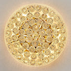 7-Light Crystal Flush Mount Chandelier Ceiling Light Fixture for Living Room Dining Room Bedroom Foyer Entryway Hallway Closet Bathroom (Gold D18)