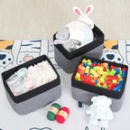 MINTWOOD Design 3-Pack Storage Baskets for Shelves, Playroom and Classroom Storage Basket, Book Basket, Decorative Storage Cube Bins, Woven Closet Organizers, Pantry and Shoe Organizer, Black Grey Mix
